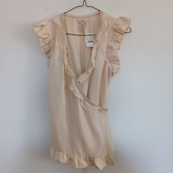 NWT J.crew Ivory Blakely Wrap Flutter Blouse with ruffles | Size 2 - Picture 5 of 14
